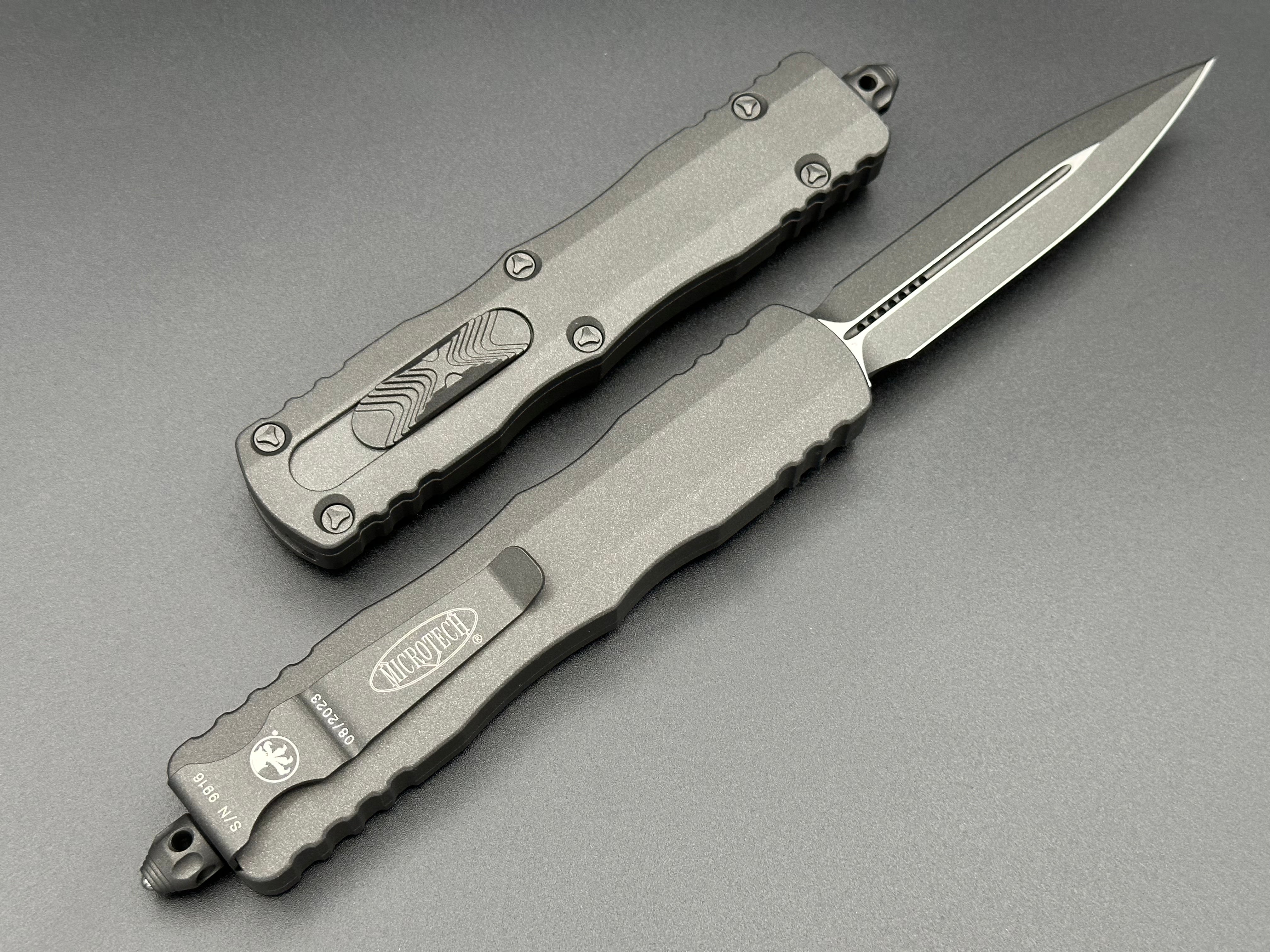 Microtech Knives Dirac Delta Double Edge Cerakote Dark Tungsten Standard 227-1 CDT - Tristar Edge
