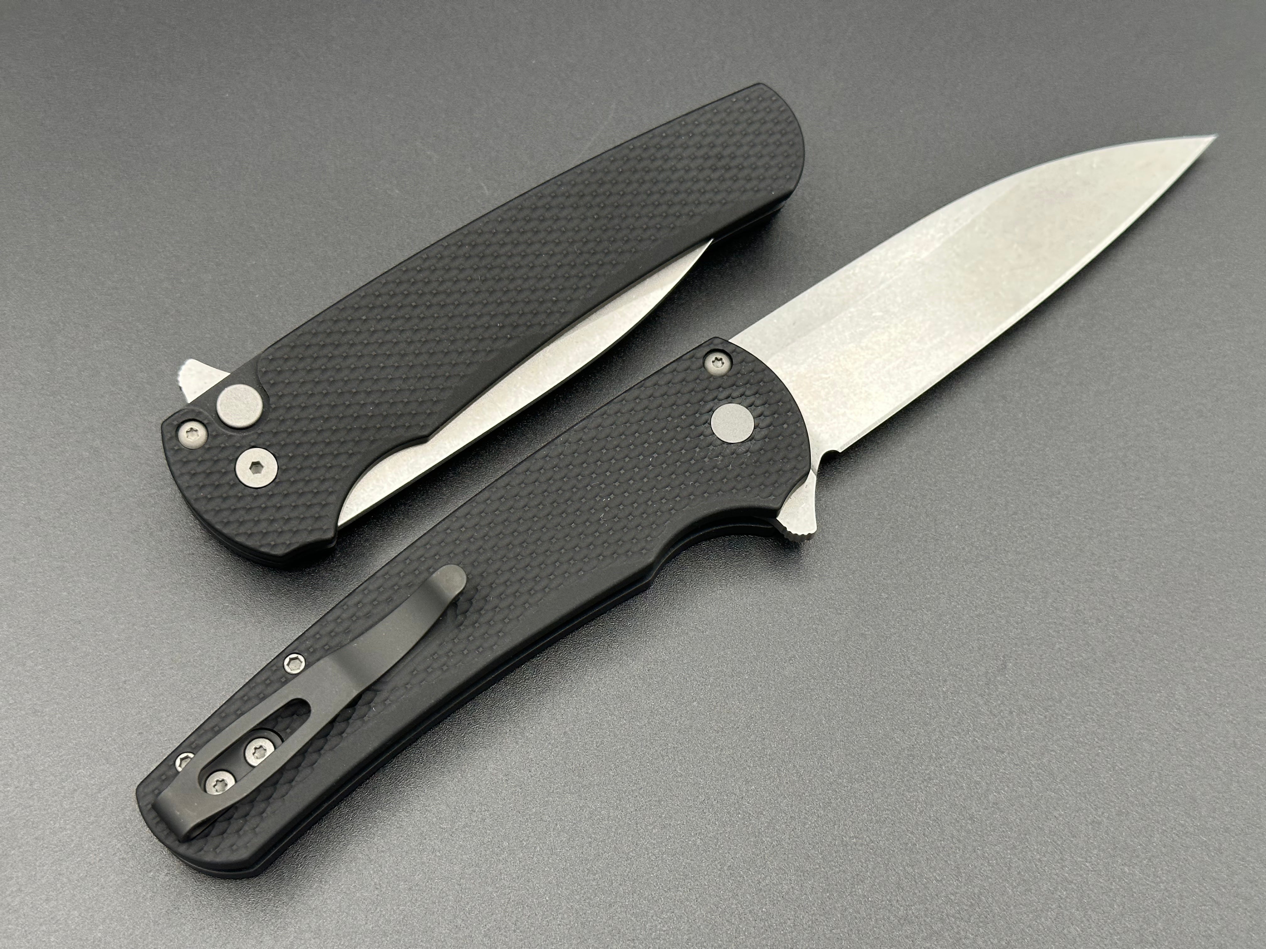 Pro-Tech 5305 Malibu Manual Flipper CPM-MagnaCut Stonewashed Wharncliffe Blade - Tristar Edge