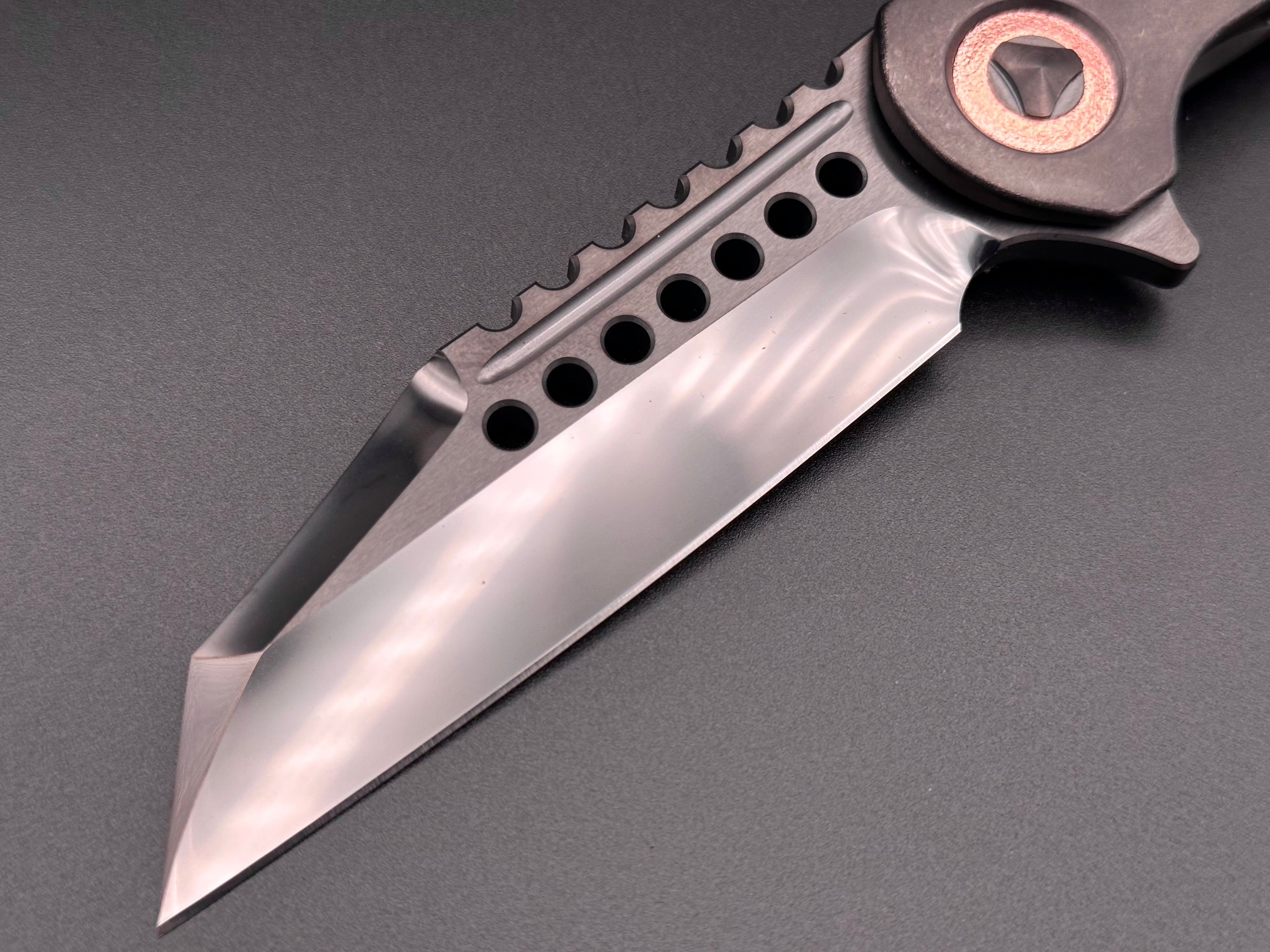 Marfione Custom Warhound DLC Diamond Wash Finish, DLC Stonewash 6AL4V Titanium - Tristar Edge