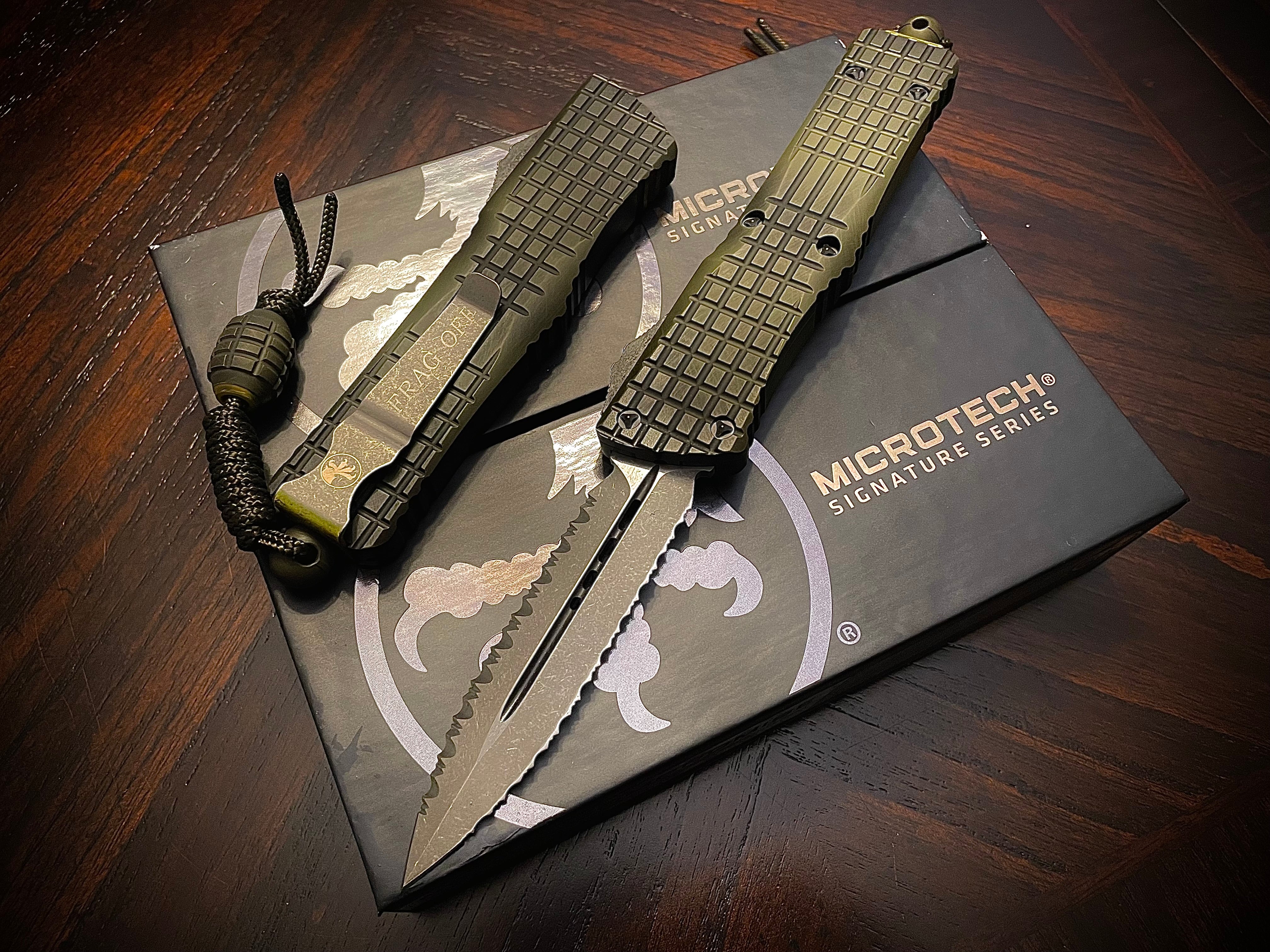 Combat Troodon D/E - Frag Off Series Grenade Green Apocalyptic Double Reverese Full Serrated 141-DR12 APFOGG - Tristar Edge