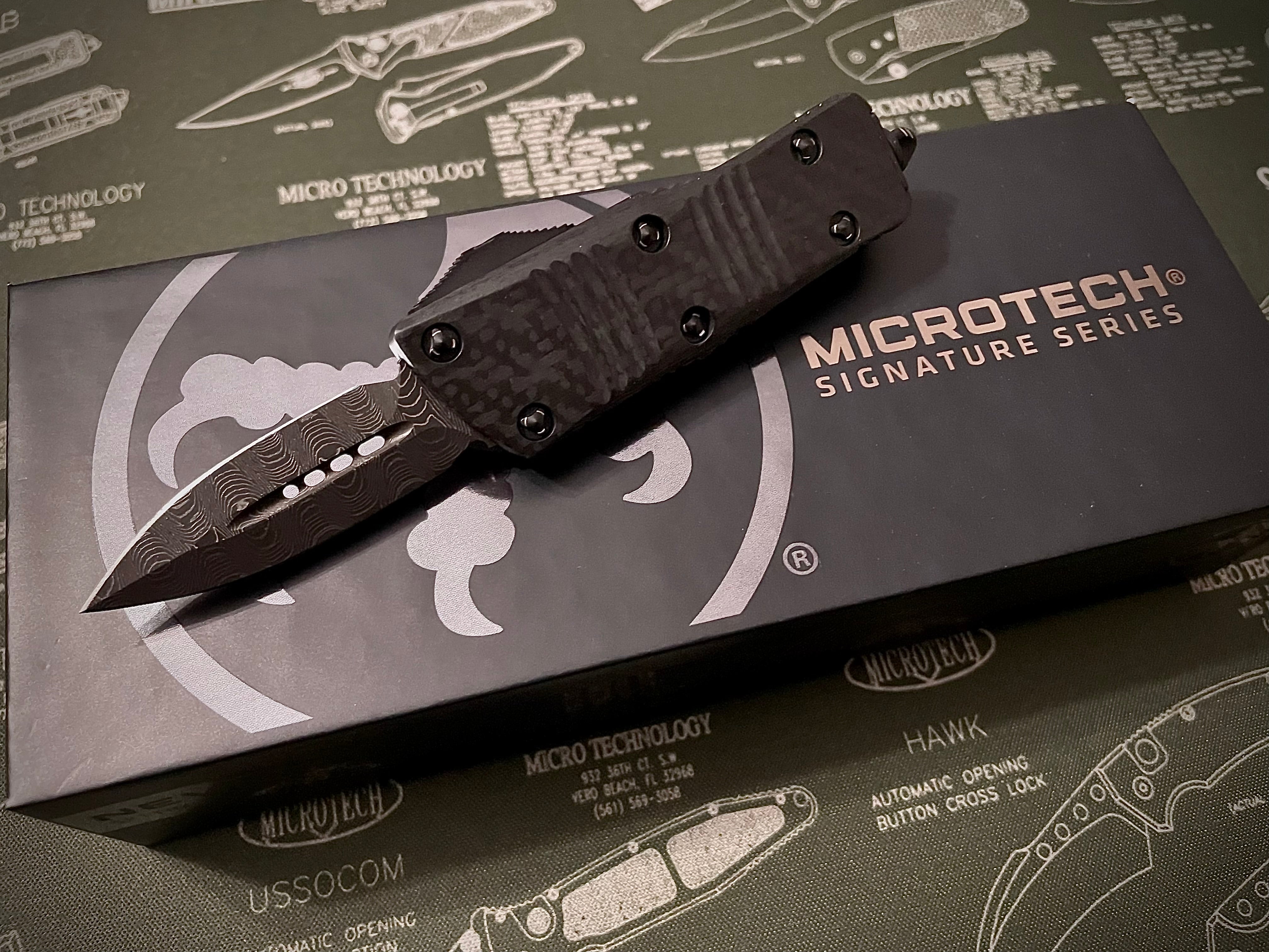 Signature Series Mini Troodon D/E Carbon Fiber Top Damascus Standard 238-16 CFS - Tristar Edge