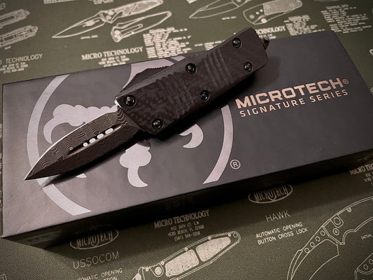 Signature Series Mini Troodon D/E Carbon Fiber Top Damascus Standard 238-16 CFS - Tristar Edge