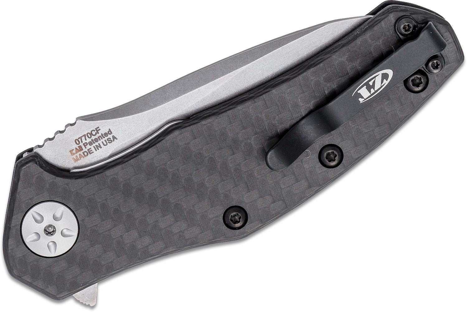 Zero Tolerance 0770CF Assisted Flipper 3.25" S35VN Stonewash Blade, Carbon Fiber Handles - Tristar Edge