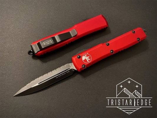 Ultratech D/E Red Black Full Serrated - Tristar Edge