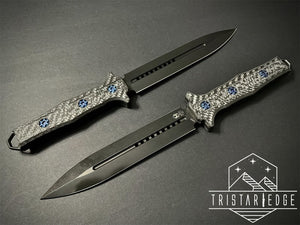 Nephilim DLC Double Edge, Carbon Fiber Scales, Blue Ti Hardware - Tristar Edge